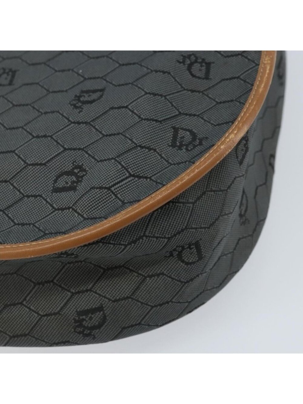 Authentic Christian Dior Honeycomb Canvas Shoulder Bag Black Gold - Picture 16 of 16